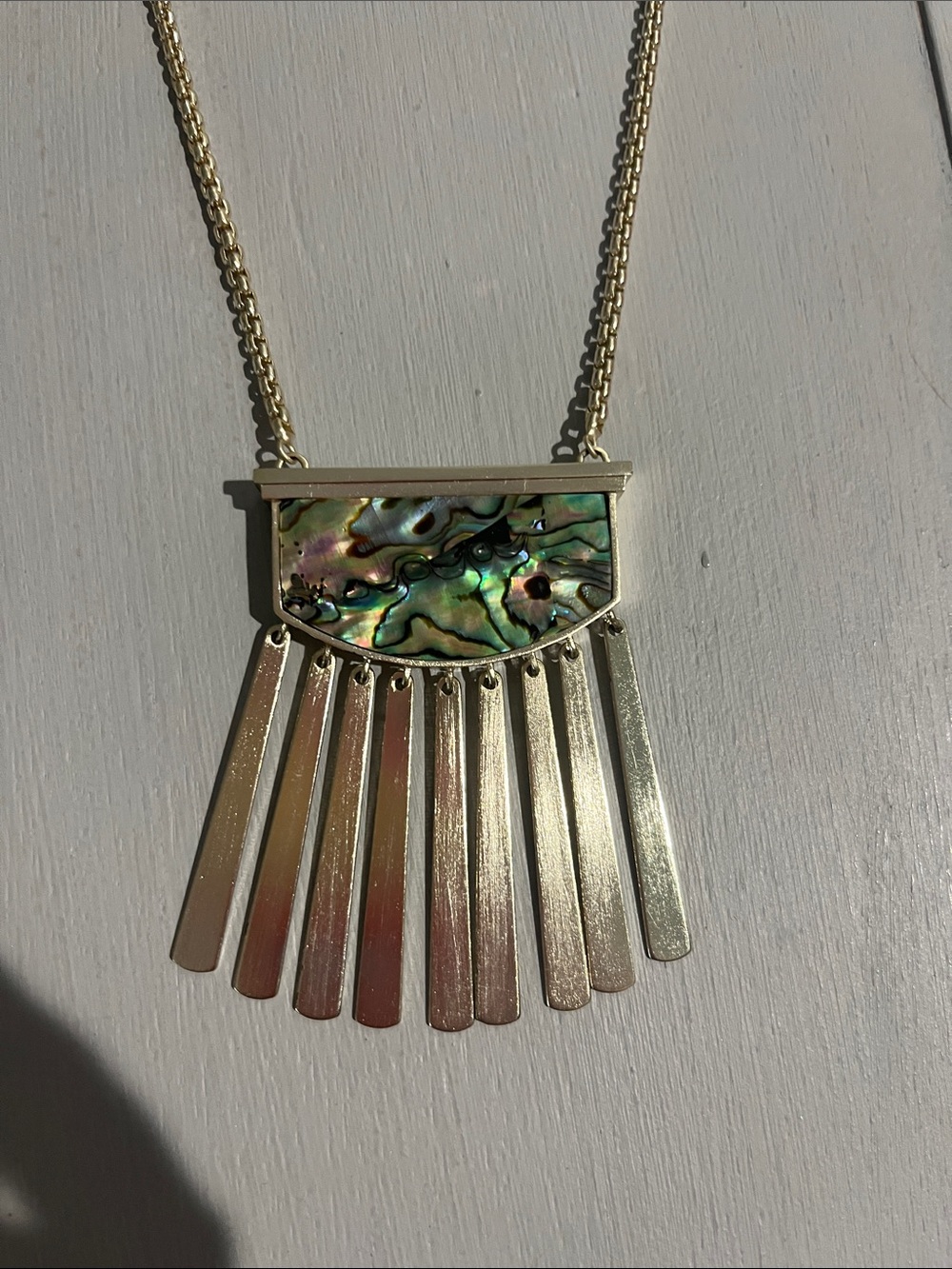 Kendra Scott Gold-tone Abalone Fan Fringe Necklace
